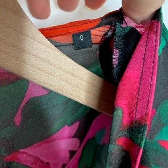 The Kooples Dolce Vite Floral Mini Pink Longsleeve Dress Womens 100% Silk Size 0 - Picture 14 of 16